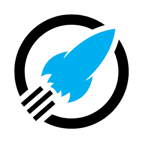 Moon Investments’ logo, featuring a rocket design on a blue and black background, symbolizing growth and innovation.