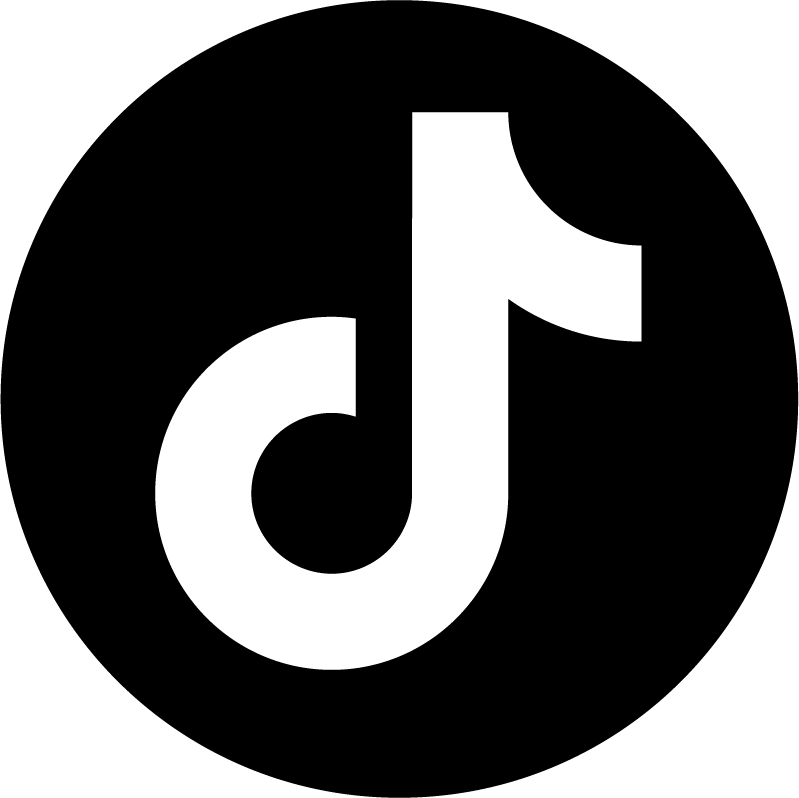 TikTok logo displayed prominently within a sleek black circle, emphasizing its modern design and branding.